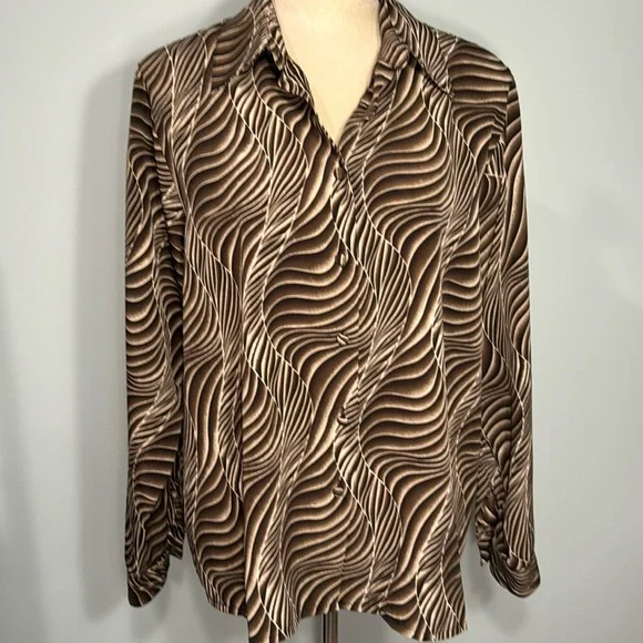 Vintage Yves St Clair artsy swirl long sleeved blouse Size 16 - Picture 1 of 6